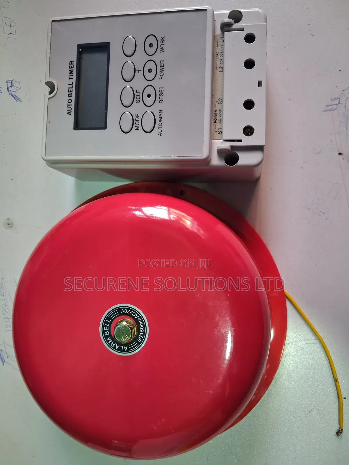 Automatic Bell Timer Switch and 150mm Mm Red Round Bell