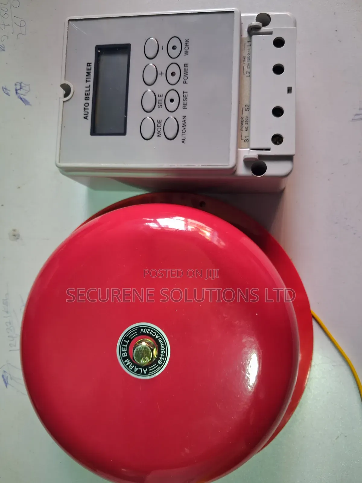 Automatic Bell Timer Switch and 150mm Mm Red Round Bell