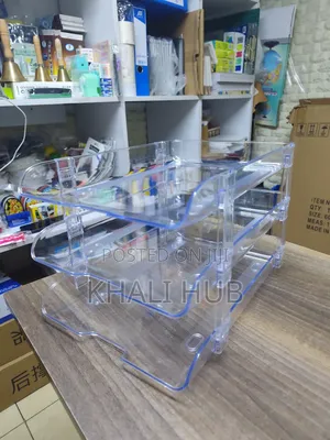 Transparent 3 Tier Document Tray – Office File Organizer Document Tray