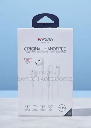 Yesido Yh51 Wired Lightning Connector Earphones for iPhones in White.