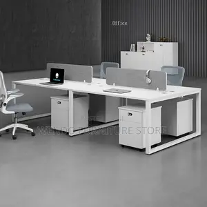 Office Workstation Four Users White Veetre Workstation Desk