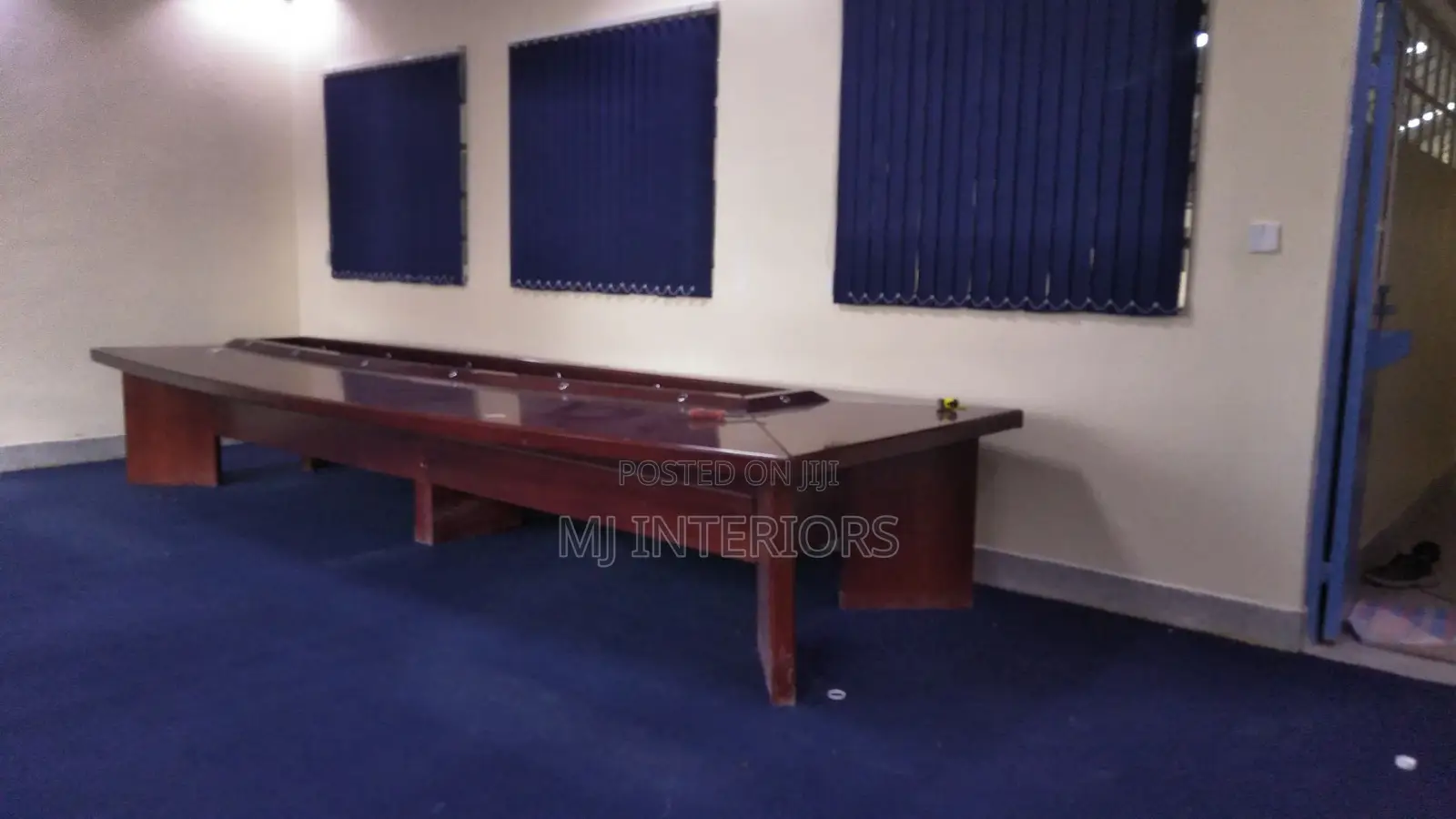 Beautiful Blue Carpet for Office and Blue Vertical Blinds