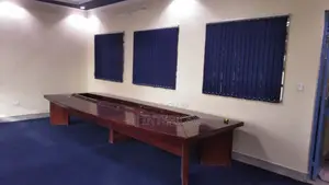Blue Wall to Wall Carpet for Office Events and Vertical Blinds