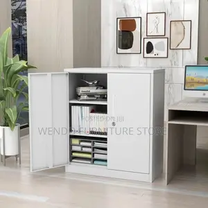 Office Cabinet; Wooden Executive Credenza With Key Lock Two Doors