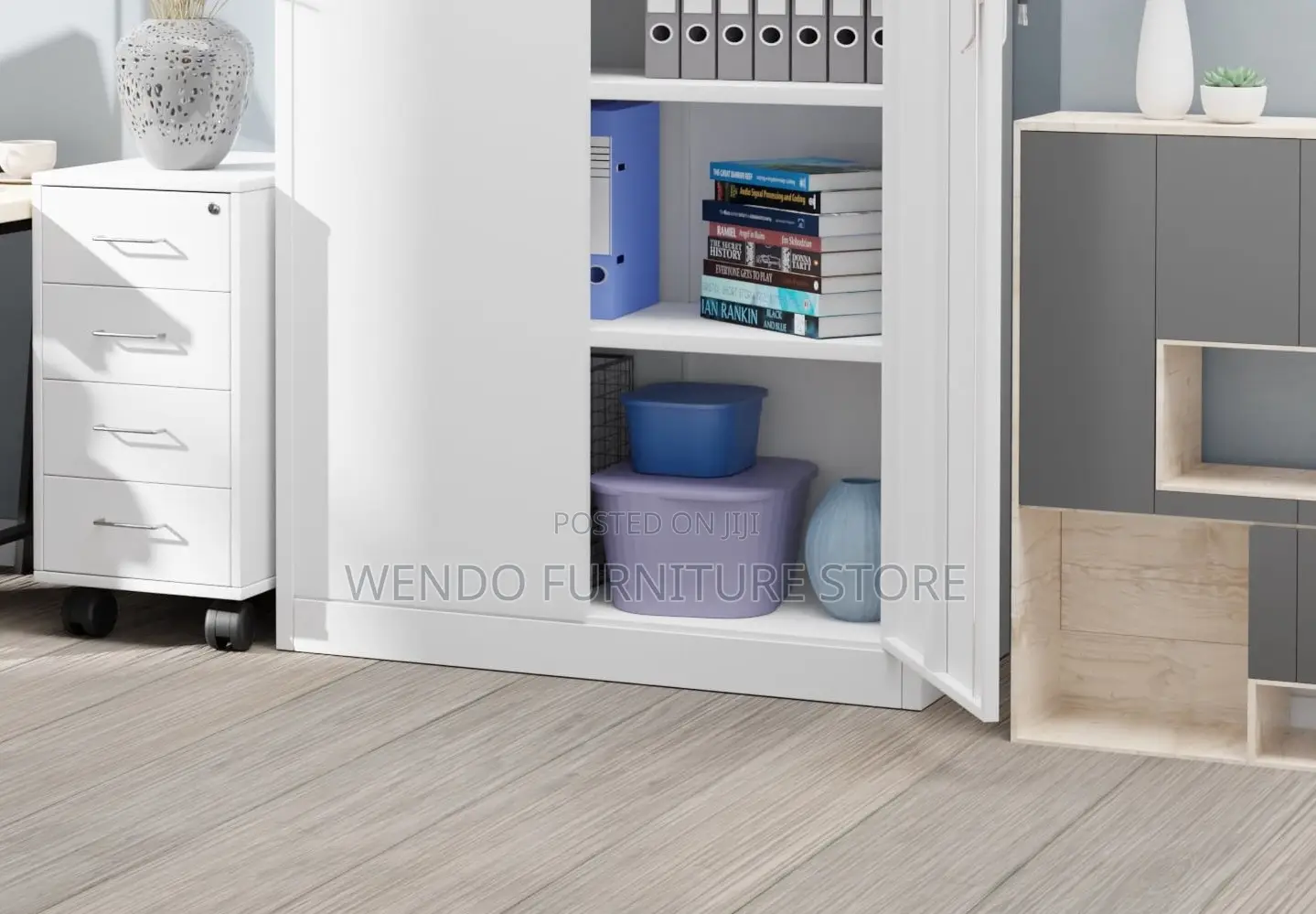 Office Cabinets; Executive Gray Display Lockable Cabinet