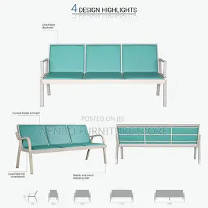 Office Bench; Three Seaters Leather Front Step Benches