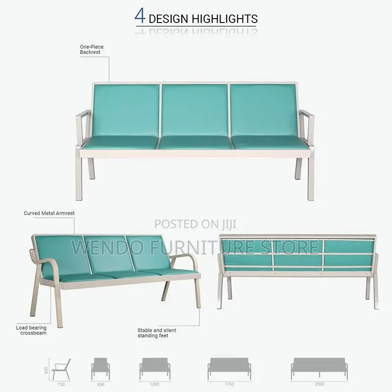Office Bench; Three Seaters Leather Front Step Benches