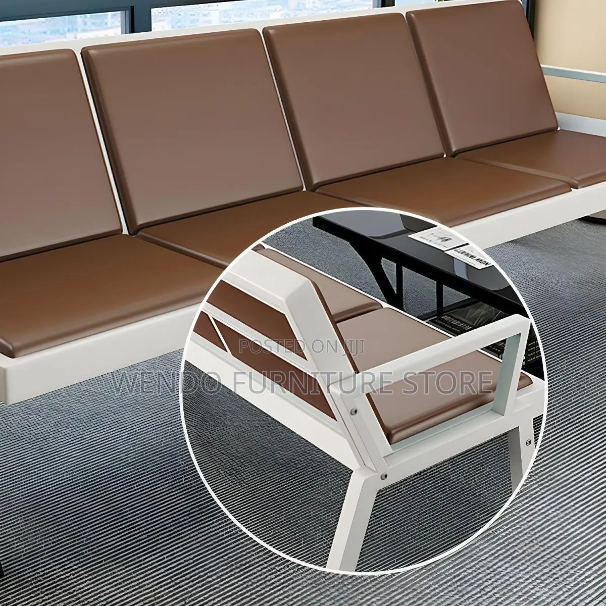 Office Bench; Three Seaters Leather Front Step Benches