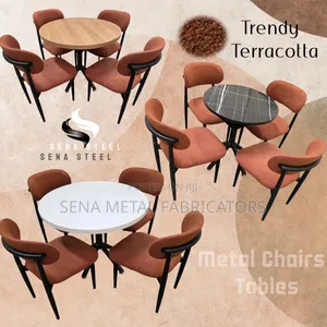 Trendy Dining Set in Terracotta Upholstery