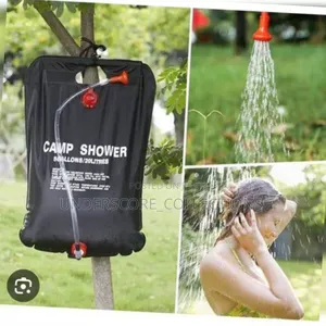 Portable 20-Liter (5-Gallon) Black PVC Shower Bag