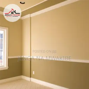 Dual Tone Olive Green and Warm Sand Dining Room Wall Paint