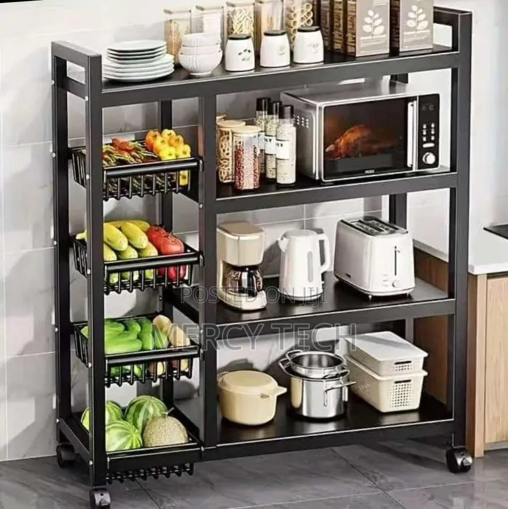 Multi-layer Kitchen Storage Rack With Lockable Wheels