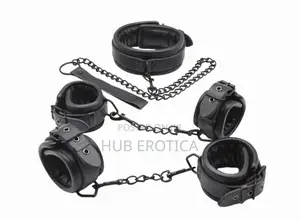 3-Piece Padded Leather Restraint Set With Adjustable Collar Cuffs