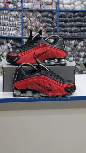 Nike Shox R4 Sneakers in a University Red and Black