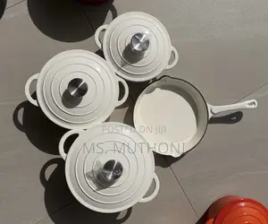 7 PCS Enamel Cast Iron Cooking Pots Set Non-Toxic, Oven-Safe Pots