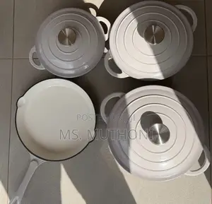 Unique Color W/ Silver Knobs 7 PCS Enamel Cast Iron Set