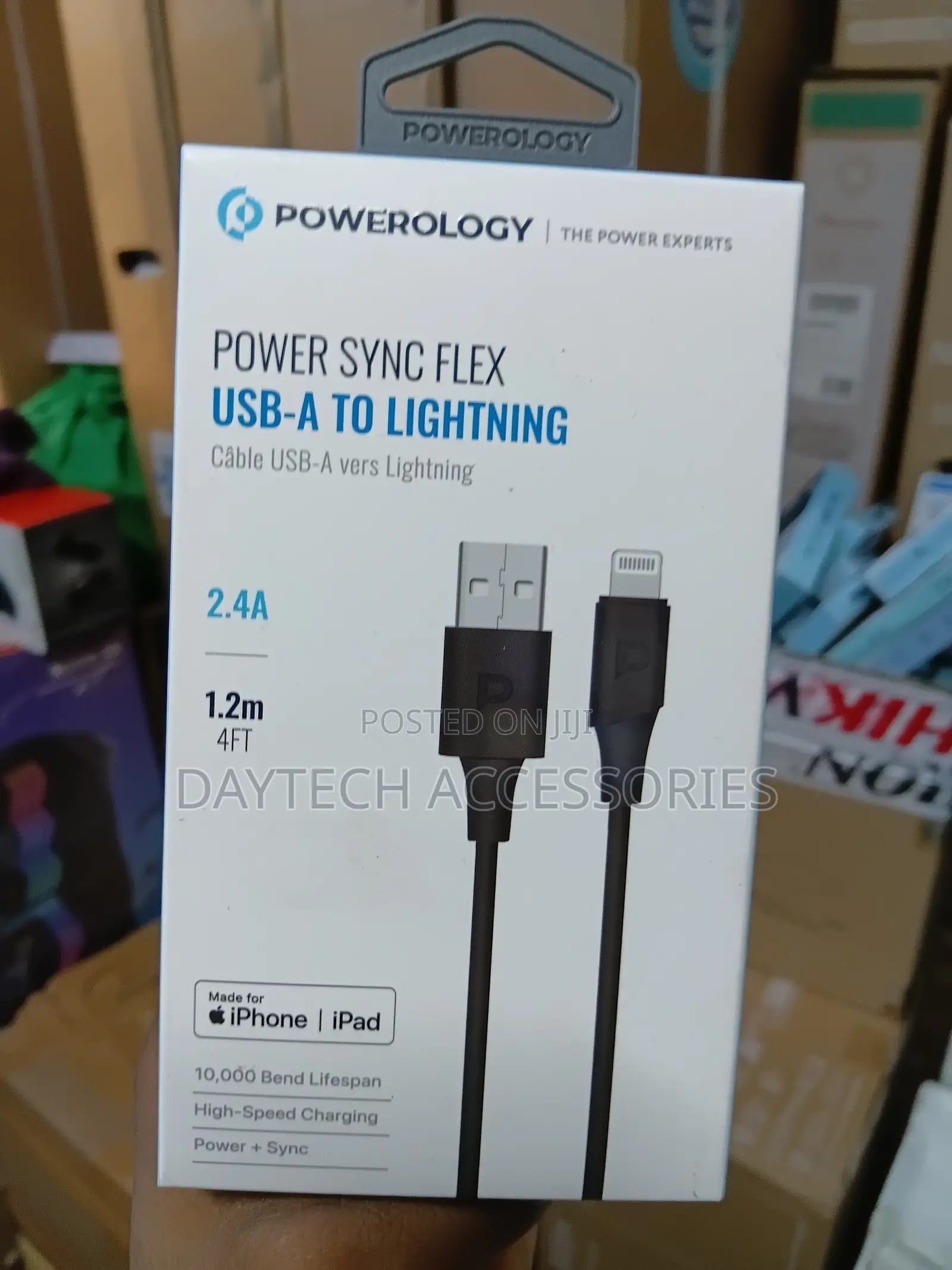 Powerology Power Sync Flex Usb-a to Lightning Cable in Black.
