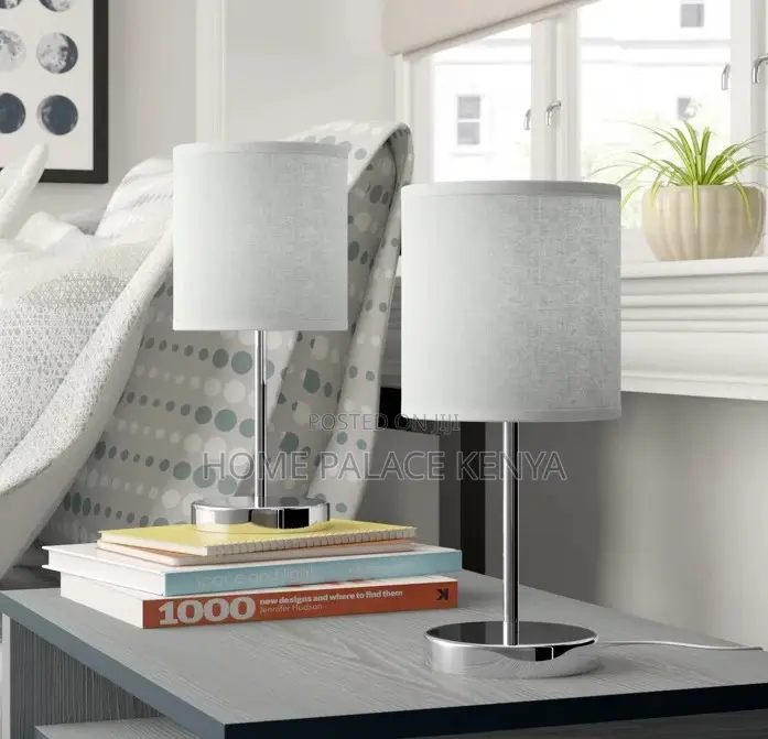 Table Lamp: Decorative Table Lamp With Beige Fabric Shade