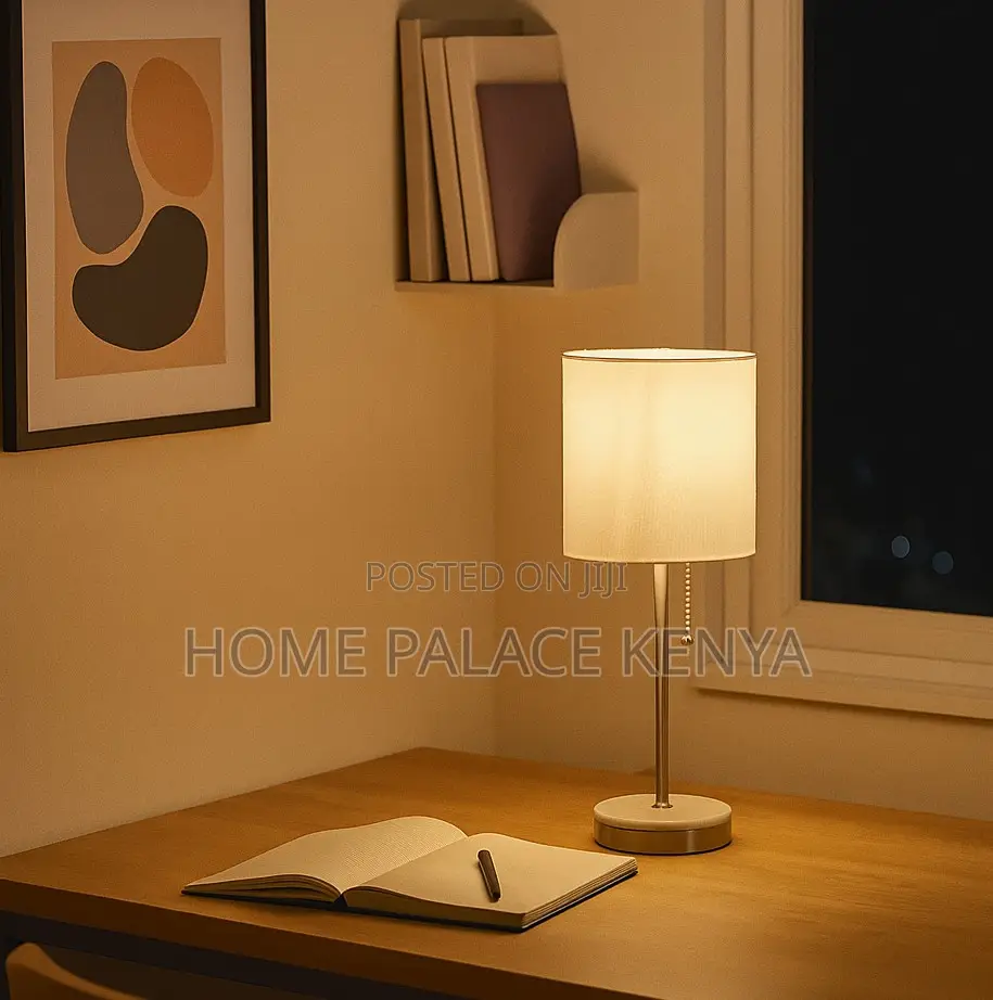 Table Lamp: Decorative Table Lamp With Beige Fabric Shade
