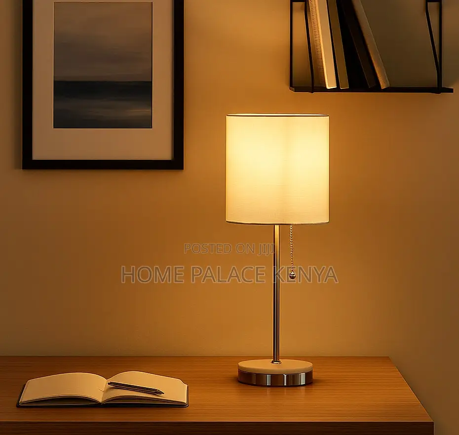 Table Lamp: Decorative Table Lamp With Beige Fabric Shade