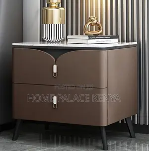 Bedside Table: Nightstand With 2 Drawers and Metal Legs
