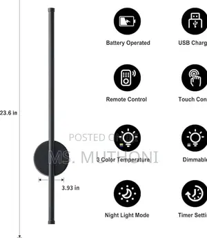 1 Pc * Remote Controlled Rechargeable Wall Sconce Lights *