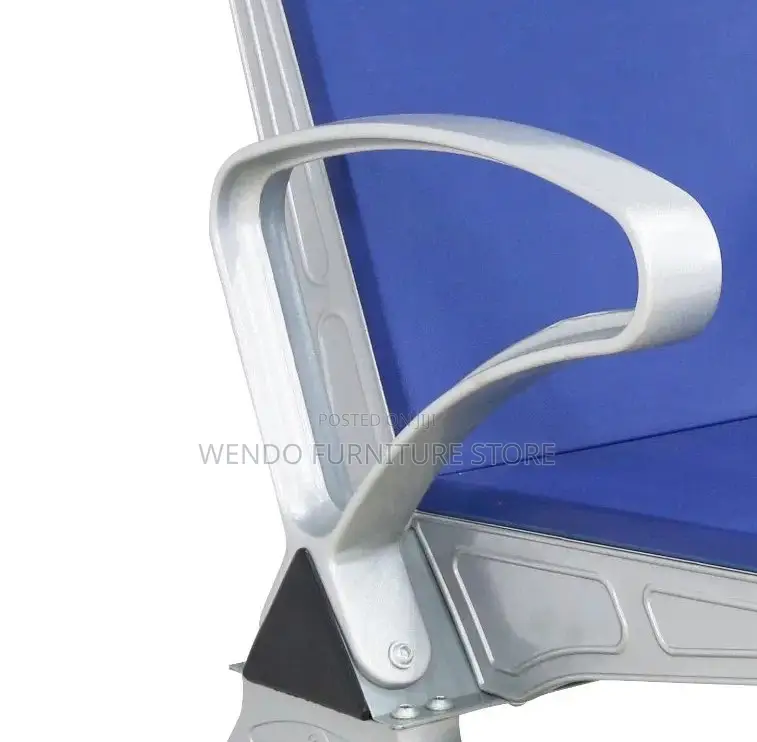 Office Bench; Three Seaters Leather Office Bench With Metallic Frame