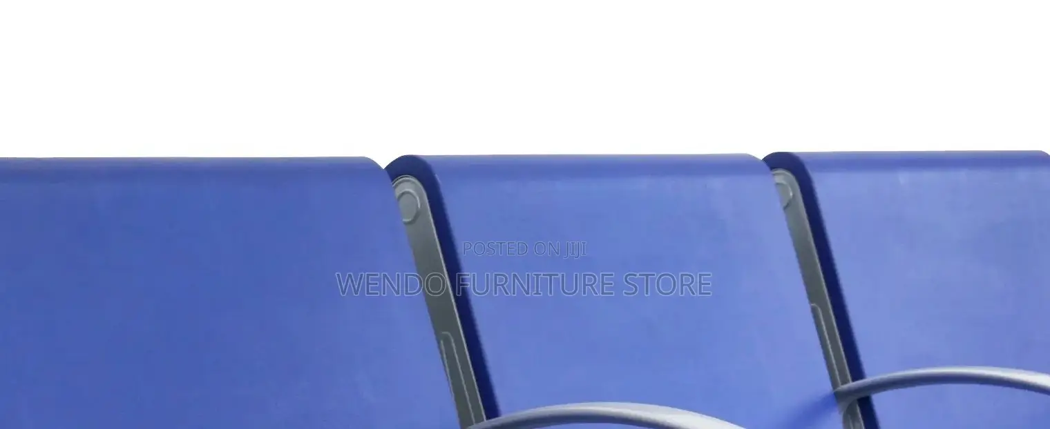 Office Bench; Three Seaters Leather Office Bench With Metallic Frame