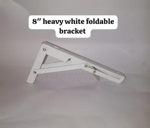 8-Inch White Heavy-Duty Folding Shelf Bracket.