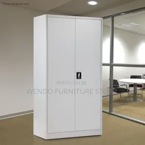 Office Cabinet; Two Doors Gray Office Cabinet With Adjustable Shelves