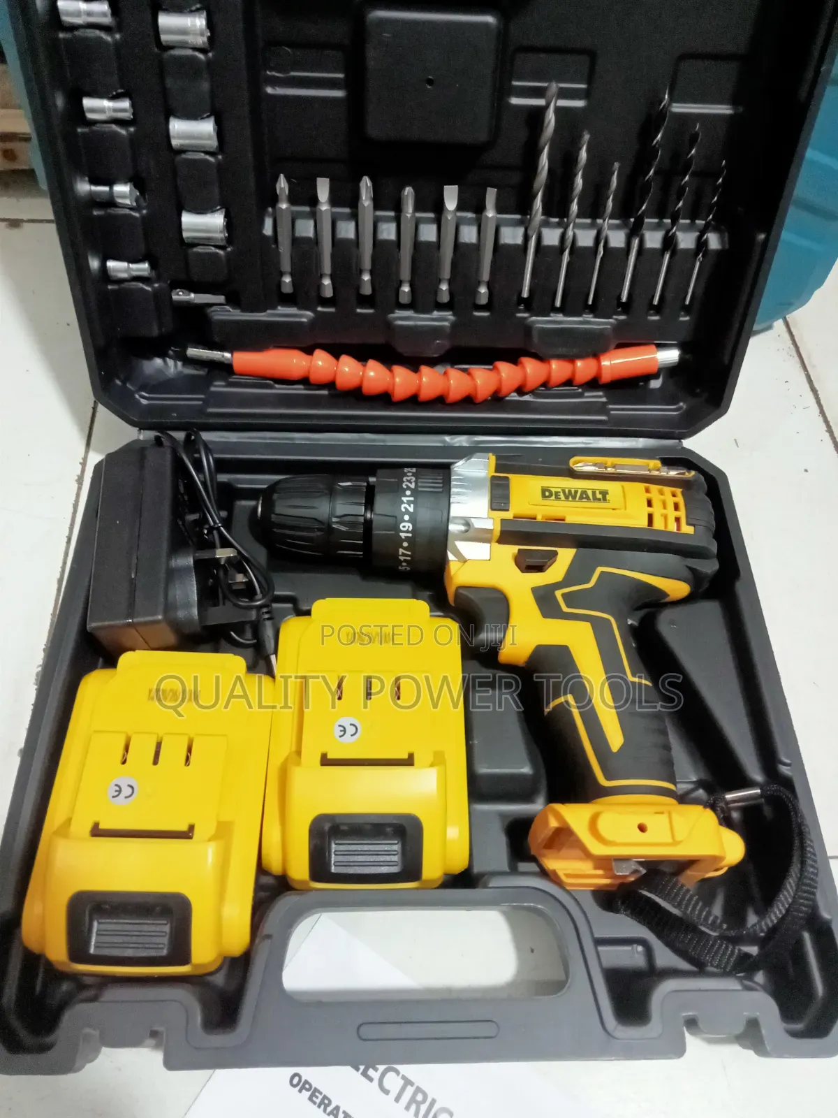 Dewalt Branded Cordless Drill Set Packaged in a Black Carrying