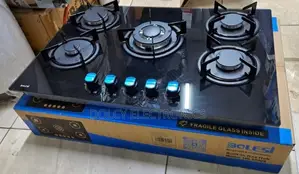 Bolesi Inbuilt 5 Burner Full Gas Tampared Glass Cooker.