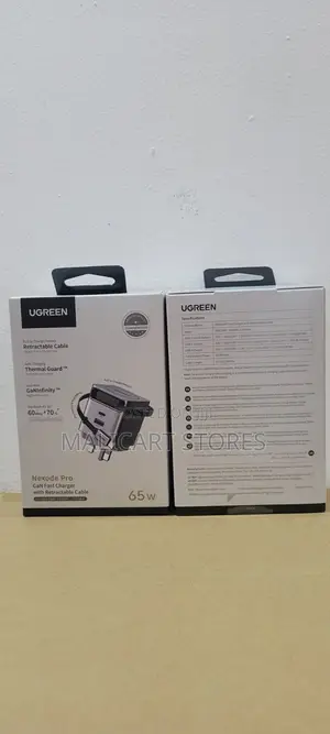 Ugreen Nexode 65w Charger With Retractable Usb-C Cable