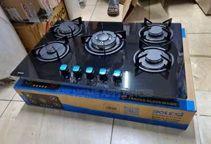 5 Burner Full Gas Tampared Glass Cooker Bolesi Inbuilt Hob