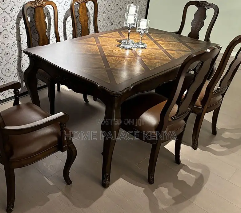 Dining Set: High Quality Mahogany Table Set With Wooden Surface