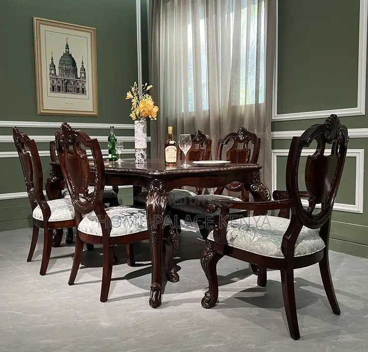 Dining Set: High Quality Mahogany Table Set With Wooden Surface