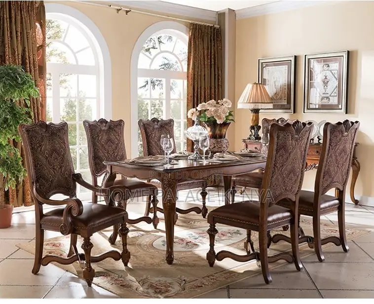 Dining Set: High Quality Mahogany Table Set With Wooden Surface
