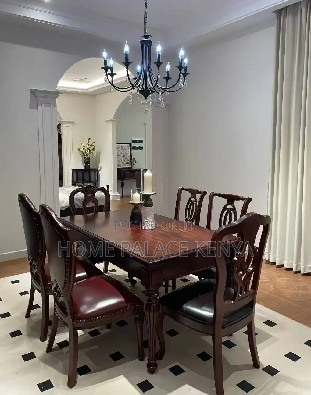 Dining Set: High Quality Mahogany Table Set With Wooden Surface