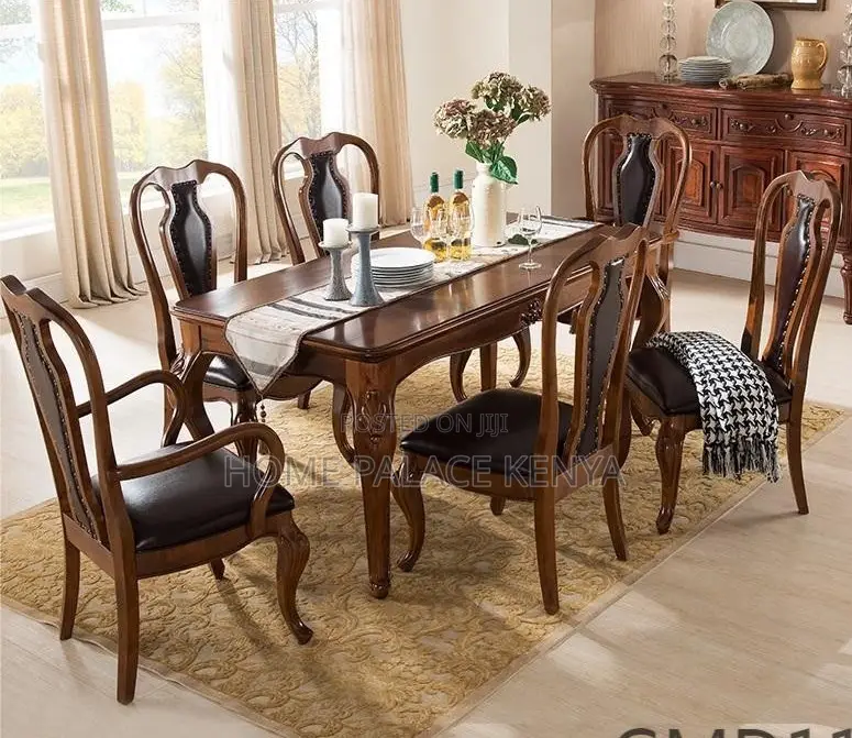 Dining Set: High Quality Mahogany Table Set With Wooden Surface