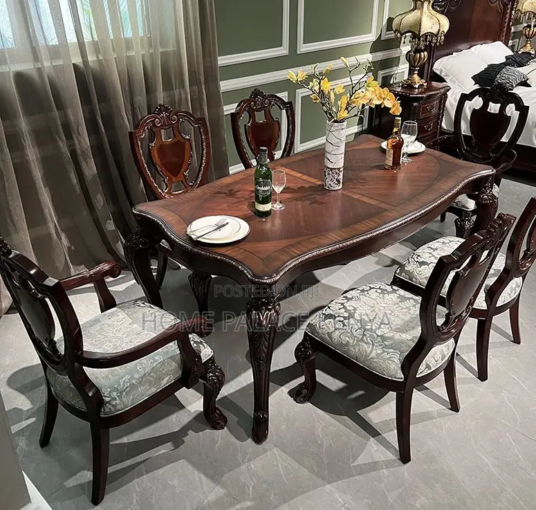Dining Set: High Quality Mahogany Table Set With Wooden Surface