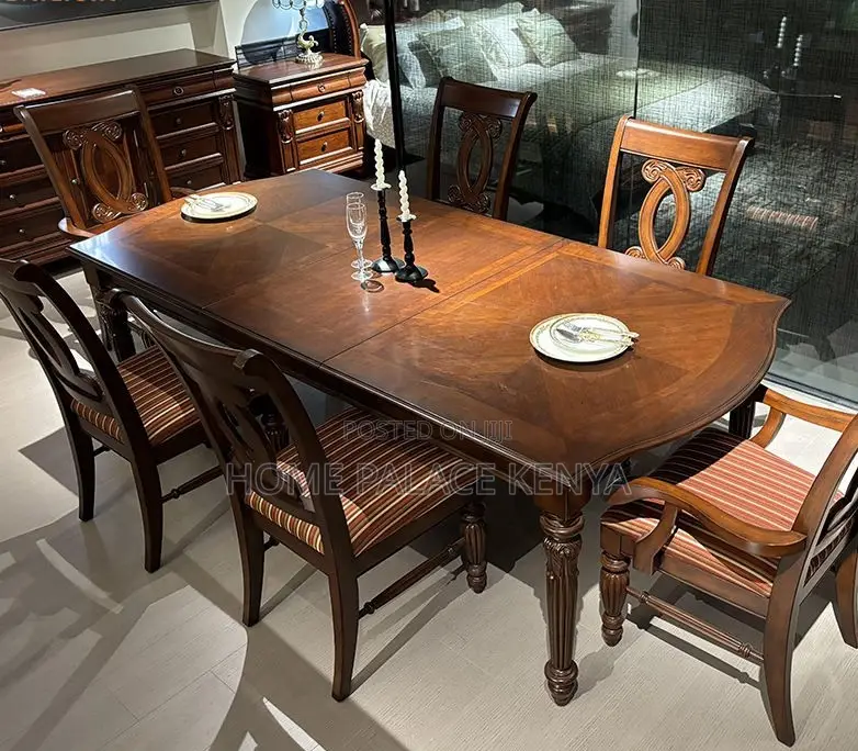 Dining Set: High Quality Mahogany Table Set With Wooden Surface