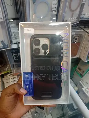 Black Leather-Style Protective Phone Case for an iPhone 16 Pro