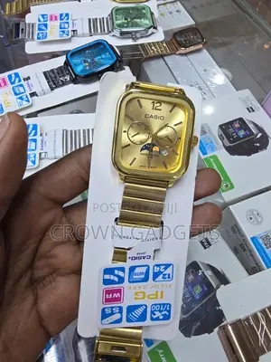 Casio Square Moon Phase Watch Stainless Steel Bracelet