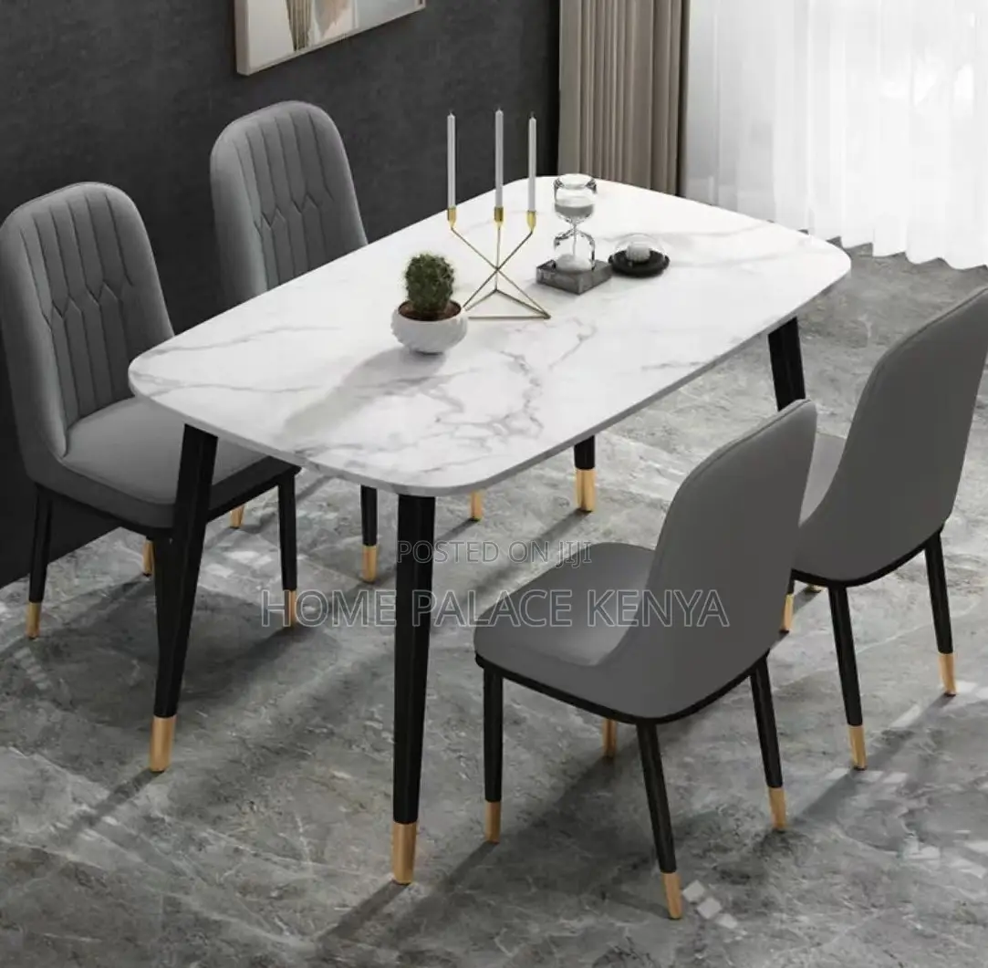 Dining Set: Bamboo Dining Table With Rock Slab Top and Chairs