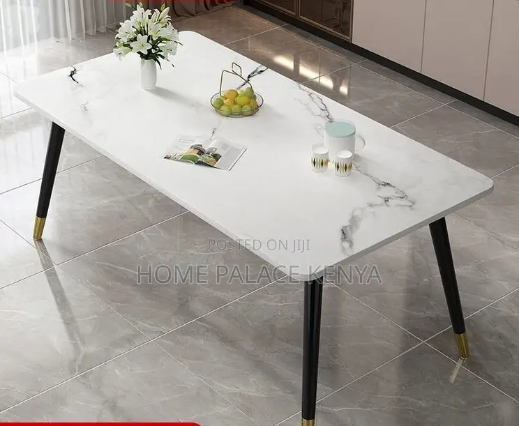 Dining Set: Bamboo Dining Table With Rock Slab Top and Chairs