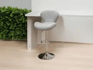 Office Chair Contemporary Light Grey Fabric Swivel Bar Stool