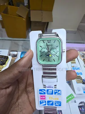 Casio Moon Phase Men Watch Stainless Steel Quartz Timepiece