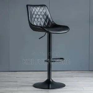 Barstool:Modern Black Bar Stool-Diamond-Stitched Pu Leather Upholstery