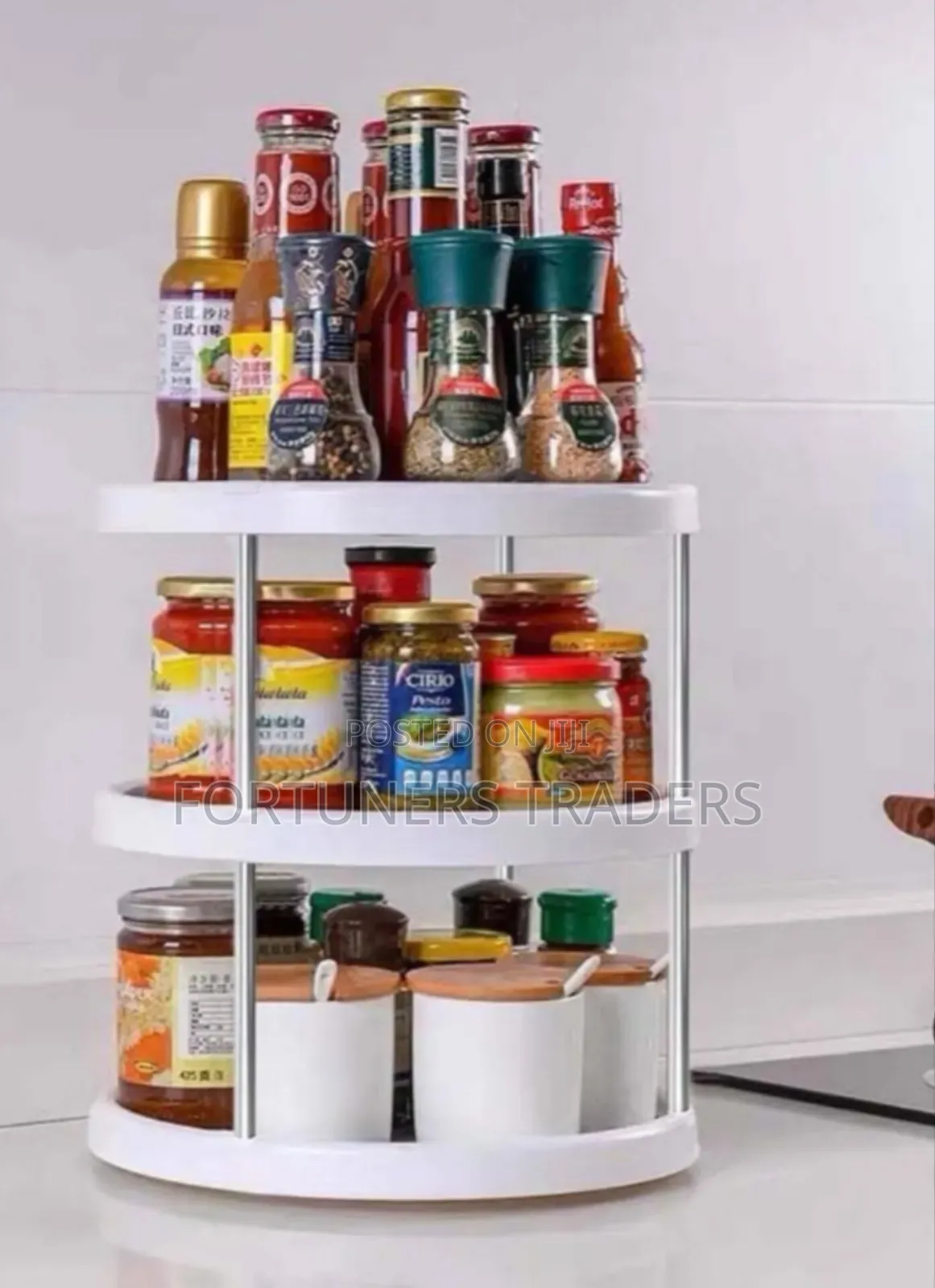 3-Tier Rotating Kitchen Storage Rack .