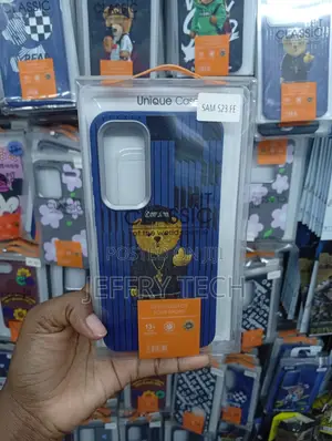 Blue and Black Case for the Samsung S23 Fe Featuring a Bear Graphic.